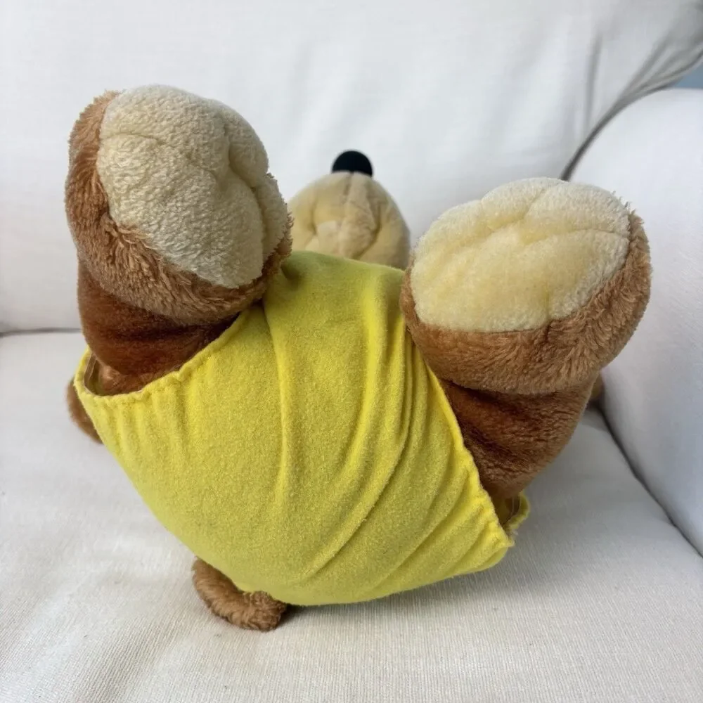 Vintage 1983 Sunburst Pets Brown Puppy Dog Plush Yellow Diaper Commonwealth 80s